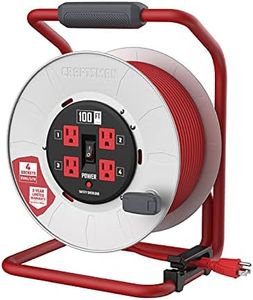 CRAFTSMAN 100 Ft. Contractor Retractable Extension Cord Reel With 4 Outlets & Heavy Duty 12AWG SJTW Cable