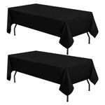 smiry 2 Pack Table Cloths Rectangular 60 x 84 Inch, Waterproof Polyester Tablecloth, Machine Washable and Wrinkle Resistant Fabric Table Cover for Dining, Patio, Wedding and Restaurants, Black