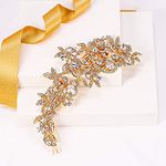 EVER FAITH® Gold-Tone 6.6 Inch Flower Leaf Cluster Clear Zircon Austrian Crystals Hair Comb