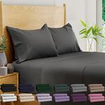 BAMPURE 100% Organic Certified Bamboo Sheets King - 4 Piece Set - Superior Soft & Cooling Sheets - Up To 16 Deep Pocket - Luxury Series |1 Flat Sheet, 1 Fitted Sheet, 2 Pillowcases (King Stone Grey)