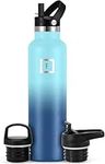IRON °FLASK Sports Water Bottle - 24 oz, 3 Lids (Straw Lid) - Leak Proof, Durable Double Walled Stainless Steel - Gym Bottles for Men, Women & Kids - Insulated Thermos, Hot & Cold Hiking Canteen