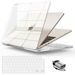 IBENZER Compatible with New 2024 2023 MacBook Air 15 inch Case M3 A3114 M2 A2941, Hard Shell Case & Keyboard Cover & Type-C Adapter for Mac Air 15.3" Touch ID, Crystal Clear, CA-AT15-CYCL+1TC