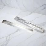 LIPKA Wave Shower Drain Channel | 24 × 3 Inches | 304 Stainless Steel Shower Water Drain Channel | Floor Drain with Cockroach Trap, Side Hole Without Collar