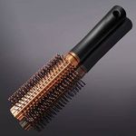 Leenchi Round Hair Brush Wet Hair Brush Detangler Brush for Blow Drying Anti-Static Nylon Bristle Hair Comb Brush Detangling Hair Brushes for Women and Men All Hair Types Curly and Straight Wet and Dry (Round, Golden)