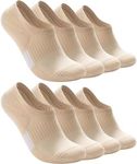 Eedor Athletic No Show Socks for Men & Women - Unisex No Show Non Slip Ankle Socks, Low Cut Invisible Socks for Men & Women, Cotton Socks, Running Socks & Casual Socks - 4-Pack, M, Beige