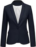 luvamia Women's Notched Lapel Neck Long Sleeves One Button Pockets Blazer Jacket Wear to Work Suit Jackets for Women Fashion Casual Navy Blue Jackets for Women Navy Blue Suits Navy Blue-1 Size X-Small