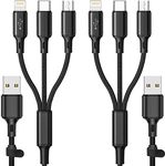 Multi Charging Cable 2Pack 10FT 3 in 1 Universal Multiple USB Cable Organized Nylon Braided Fast Charging Cord Adapter with Type-c, Micro USB and Lightning for iPhone 15/15 Pro/Tablets/Samsung/LG