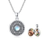 MEDWISE Moonstone Locket Necklace 925 Sterling Silver Locket That Holds Pictures Photo Lockets Pendant Lockets Personalized Jewellery for Women Girls Daughter Gift Mother's Day Gift