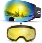 Odoland OTG Ski Goggles Set with Detachable Lens, Frameless Interchangeable Magnetic Lens for Skiing Skating Snowboard, Anti-Fog and UV400 Protection Snow Goggles for Men and Women