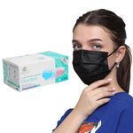 Wellvian Adult Mask Disposable Face Mask Meltblown Mask Surgical Face Mask With Nose Pin & Latex Free Ear Loops Bfe = 99% Colour : Full Black ||Number of Pieces: 100