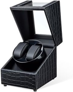 Mcbazel Watch Winder for Automatic Watches, Double Automatic Watch Winder Box with Quiet Japan-made Motor, 2 Slots Watch Display Storage Rotation Wrist watch Box (Black Crocodile Pattern Leather)