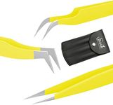 SIVOTE Lash Tweezers for Eyelash Extensions for Volume, Isolation & Classic Lashes, 3 Pack, Yellow