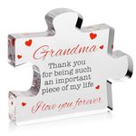 VELENTI Grandma Gifts - Engraved Acrylic Block Puzzle Grandma Birthday Gift 4.1 x 3.5 inch - Cute Mothers Day, Happy Birthday Grandmother Gift - Cool Love You, Thank You Grandma Gift from Grandkids