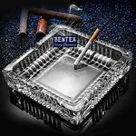 BENTEX Glass Ash Tray For Cigarette, Cigar Smoking For Home, Car, Balcony, Crystal Clear Big Size Square Ash Tray Box, Set of (6)