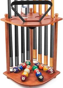 AKLOT Pool Cue Rack,Billiard Cue Racks With Score Counters Pool Stick Holder w/Drink Holder, Holds 8 Sticks and Full Set of Pool Balls