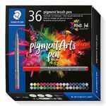 STAEDTLER Pigment Arts Brush Pen - Assorted Basic Colours, Pack of 36, 371 C36