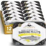 Brunswick Wild Caught Sardine Fillets in Mustard & Dill Sauce, 3.75 oz Can (Pack of 12) - 17g Protein per Serving - Gluten Free, Keto Friendly - Great for Pasta & Seafood Recipes