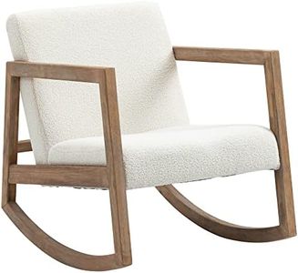 HOMCOM Fauteuil à Bascule Rocking Chair Design Tissu Effet Laine bouclée Style Vintage Base en Bois - Blanc crème