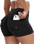 WorkoutINSTINNCT Workout Shorts Women Cargo Shorts with Pockets Gym Shorts Athletic Scrunch Butt Lifting High Waist Tummy Control (Black, XL)