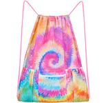 Mesh Drawstring Bag Beach Bag with Zipper Pocket Gym Backpack Bag for Swimming Gear Gym Storage Bag for Adult Kids (Tie Dye)