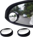 2 Pieces Blind Spot Mirrors, BetterJonny 2" Round HD Glass Convex Rear View Mirror 360° Rotate Wide Angle Rear View Mirror Adjustable Automotive Stick-on Side Mirrors for Universal Cars Black