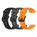 EEweca 3-Pack Silicone Bands for Garmin Forerunner 945 Smartwatch Strap (Black, Gray, Orange)