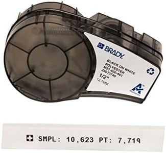 Brady Authentic (M21-500-461) Extreme-Temp Resistant Label for Lab, Equipment, and Asset Tracking Labeling, Black on White- For M210, M210-LAB, M211, BMP21-PLUS and BMP21-LAB Printers, .5" W, 21' L