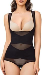 CHUMIAN Body Contenitivo Modellante Donna Shapewear Invisibile Guaina Contenitiva Intimo Snellente Shaper Pancia Piatta Dimagrante Shaping Bodysuit Bustier Trasparente Sheer Mesh