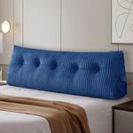 Large Headboard Pillow Headboard Wedge Pillow Bed Rest Reading Pillow Bolster Triangular Pillow for Sitting in Bed-Backrest Positioning Support Long Pillow for Daybed (Queen: 59x8x20 Inches,Blue)