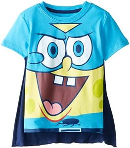 SpongeBob SquarePants Little Boys' Toddler T-Shirt with Cape, Royal, 5T