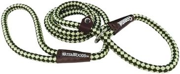 Water & Woods Braided Rope Dog Slip Leash by Coastal Pet - Heavy-Duty Dog Leash - Comfortably Accommodate Various Sizes - Easy Slip Design - Green & White, 1/2" x 6'