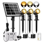 Linke Solar Powered Spot Lights, 2700K/4000K/6500K Adjustable 3 in 1 Solar Landscape Spotlights IP66 LED Solar Spike Lights Outdoor Garden Solar uplighters for Yard Path Tree Gazebo & Lawn