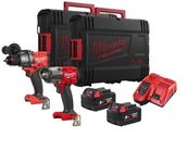 Milwaukee M18FPD3 & M18FMTIW2F12 Combi Drill & 1/2" Impact Wrench Kit M18FPP2F3-502X
