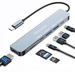 USB C Hub, 7 In 1 USB Type C Multi Adapter with 100W PD, 4K HDMI, USB-C & 2 *USB-A Data Ports, SD&TF Cards for iPhone 15 Series, MacBook Air/Pro, iPad Pro, Chromebook, Huawei, Dell, Samsung (Style 1)