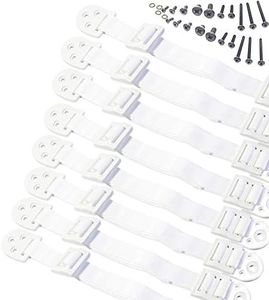 Boxiki Kids Adjustable Anti-Tip Furniture Anchors for Baby Proofing and Dresser Anchoring Kit. 8 PC Wall Anchors and Earthquake Straps. Baby Safety Kit and Home Safety Furniture Straps (White)