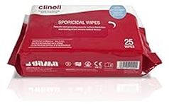 Clinell CS25 Sporicidal Wipes Powerful Cleaning and Disinfectant Wipes - Pack of 25 Wipes - Kills 99.999% of Germs, Effective in 10 Seconds, Red