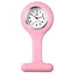 Nurse Watch for Women and Men Pin-on Brooch Hanging Lapel Watch Pink Silicone Jelly Cover Round Stethoscope Badge Doctors Paramedic Medical Fob Pocket Watch