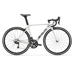 SAVADECK Carbon Road Bike, Windwar5.0 T800 Carbon Fiber Frame fork seat post 700C Racing Bicycle with Shimano 105 22 Speed Groupset Ultra-Light Bicycle for man woman (White, 54cm)