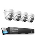 ZOSI 8CH 4K PoE Home Security Camera System Outdoor Indoor,AI Human Detection, 4pcs 8MP UHD 3840×2160p Wired Smart PoE IP Cameras, Color Night Vision, 4K 8CH CCTV NVR with 2TB HDD for 24/7 Recording