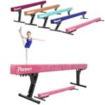 FBSPORT Adjustable Gymnastic Balance Beam,5 heights Adjustable High and Low Level Floor Beam Highly Stable Gym Practice Training Equipment for Kids Pink