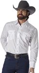 Wrangler Men's Sport Western Two Pocket Long Sleeve Snap Shirt, White, Large