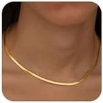 CHESKY 14K Gold Plated Snake Chain Necklace Gold Herringbone Necklace for Women Minimalist Necklace Chain 3MM(W) 14"(L)