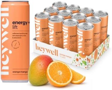 heywell Energy Adaptogenic Sparkling Water, Orange Mango, 12 oz (12 Pack)
