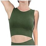 Athletic High Impact Sports Bras for Women Large Bust Full Support Full Coverage Tank Sporty Cropped Wirefree High Neck Sleeveless Gym for Large Bust Push Up Women's Sports Bras Yoga Army Green