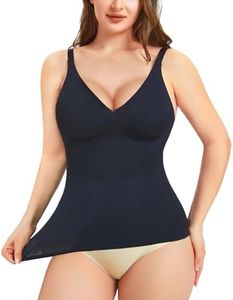 LODAY Compression Tank Tops for Women Tummy Control Shapewear Seamless Body Shaper Workout V-Neck Camisole Cami Tops, Black, Medium