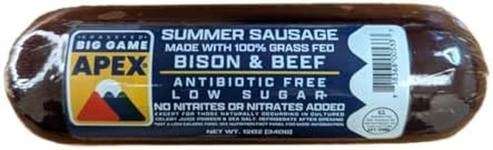 Apex Grass Fed Wild Game, Venison, Elk, Bison and Grassfed Beef, Antibiotic Free, Nitrate Free, Low Sugar, Gluten Free, Keto, Paleo, 12oz Summer Sausage, Meat Gift (Bison 12oz Sausage)