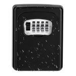 ZHEGE Key Safe Wall Mounted, 4 Digit Combination Lockbox, Weatherproof Key Box Outdoor, Small Key Code Box, Keysafes, Key Storage Lock Box, Key Locker, Black