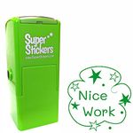 Teacher Stamp, Education Marking Stamp, Reward Stamps for School - Nice Work Star, Impression Size Approx. 23x23 mm, Green Ink