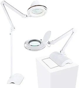 Brightech LightView Pro 2 in 1 Magnifying Floor Lamp & Table Lamp - Hands Free Magnifier with Bright LED Light for Reading - Work Light with Adjustable Arms - Standing Mag Lamp