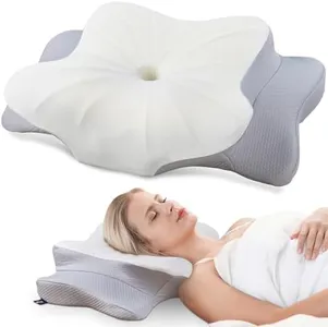 DONAMA Cervical Pillow for Neck and Shoulder,Contour Memory Foam Pillow,Ergonomic Neck Support Pillow for Side Back Stomach Sleepers with Pillowcase